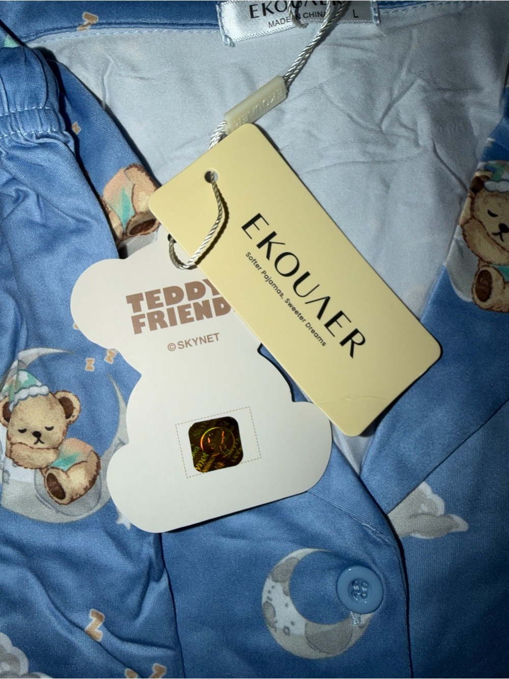women’s Blue Teddy Moon Pajama Set - Picture 4 of 5